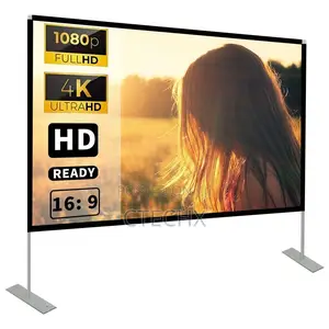 Projector Screen With Stand 100 Inch Screen 16:9 Hd Rear Front