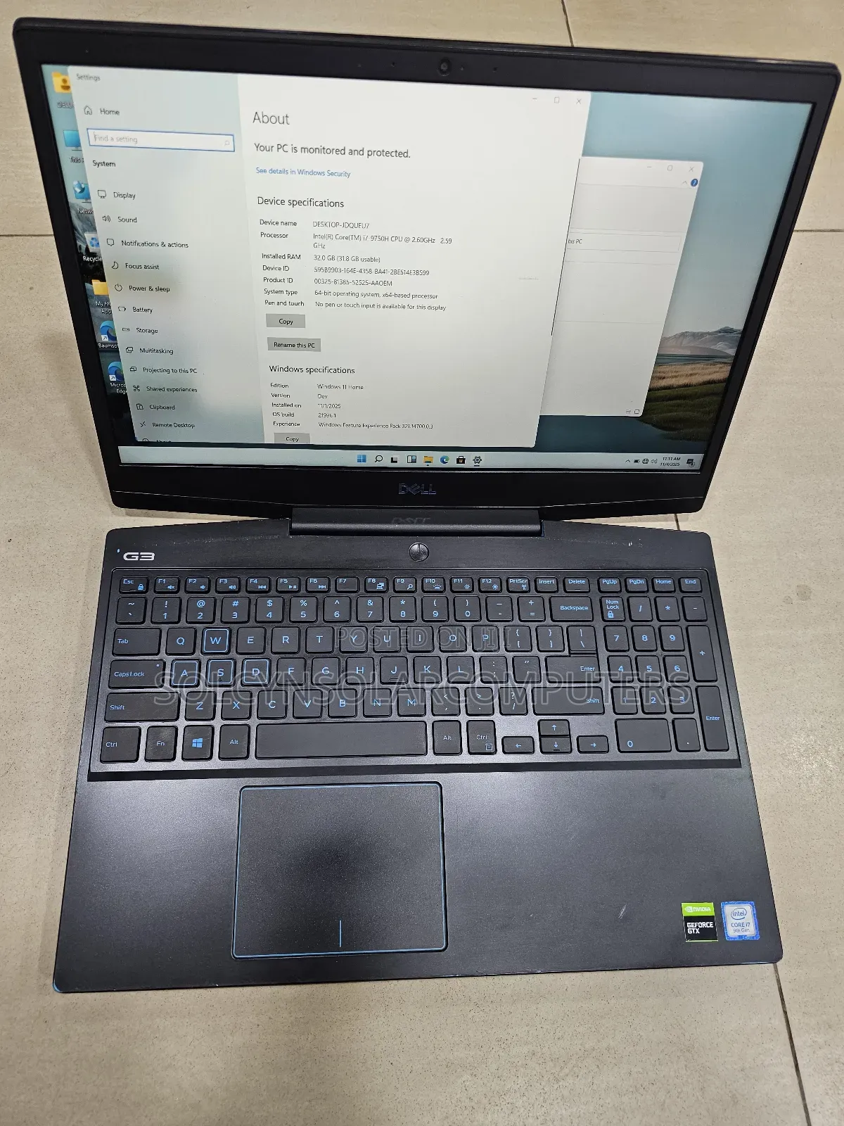 Laptop Dell G3 15 3590 32GB Intel Core I7 SSD 512GB