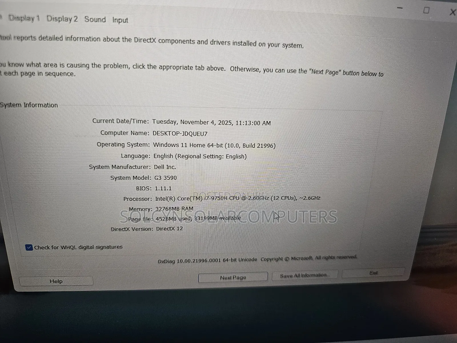 Laptop Dell G3 15 3590 32GB Intel Core I7 SSD 512GB