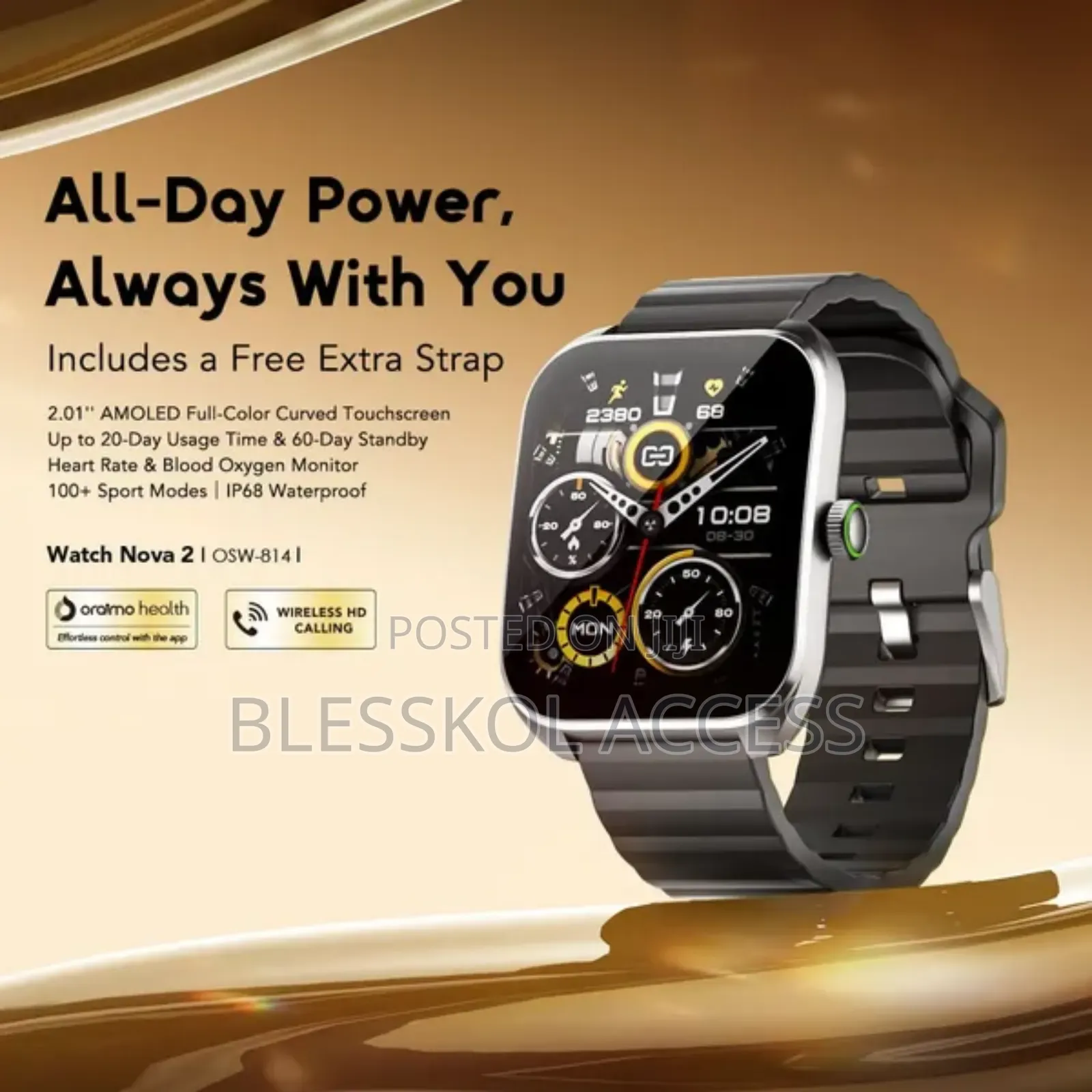 Oraimo Watch Nova 2 2.01" Amoled Ip68 Curved Touchscreen Smart Watch