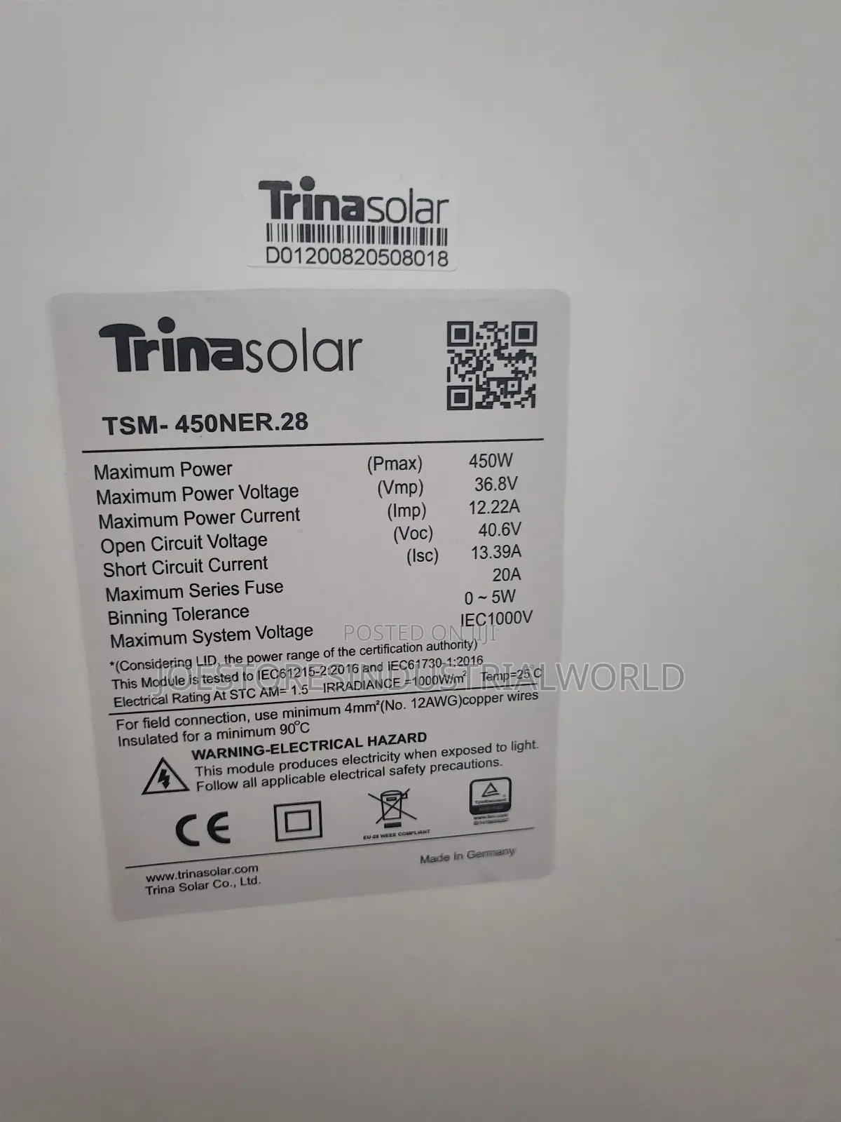 Trina Solar Polycrystalline Panel 450w 120cells