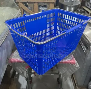 Blue Plastic Supermarket Shopping Basket