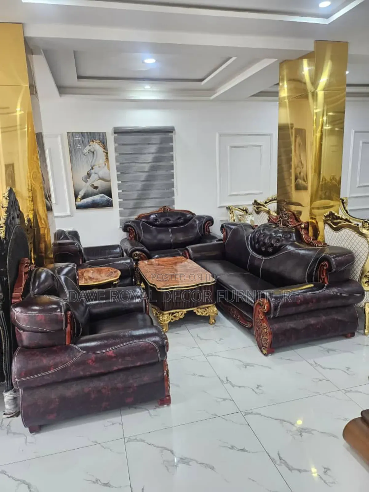 Classic Unique Royal Leather Sofa Set