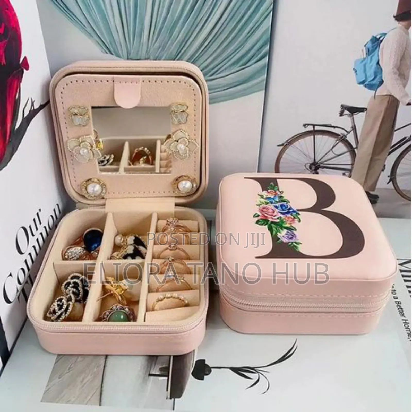 Mini Jewelry Organizer Storage Box With Mirror