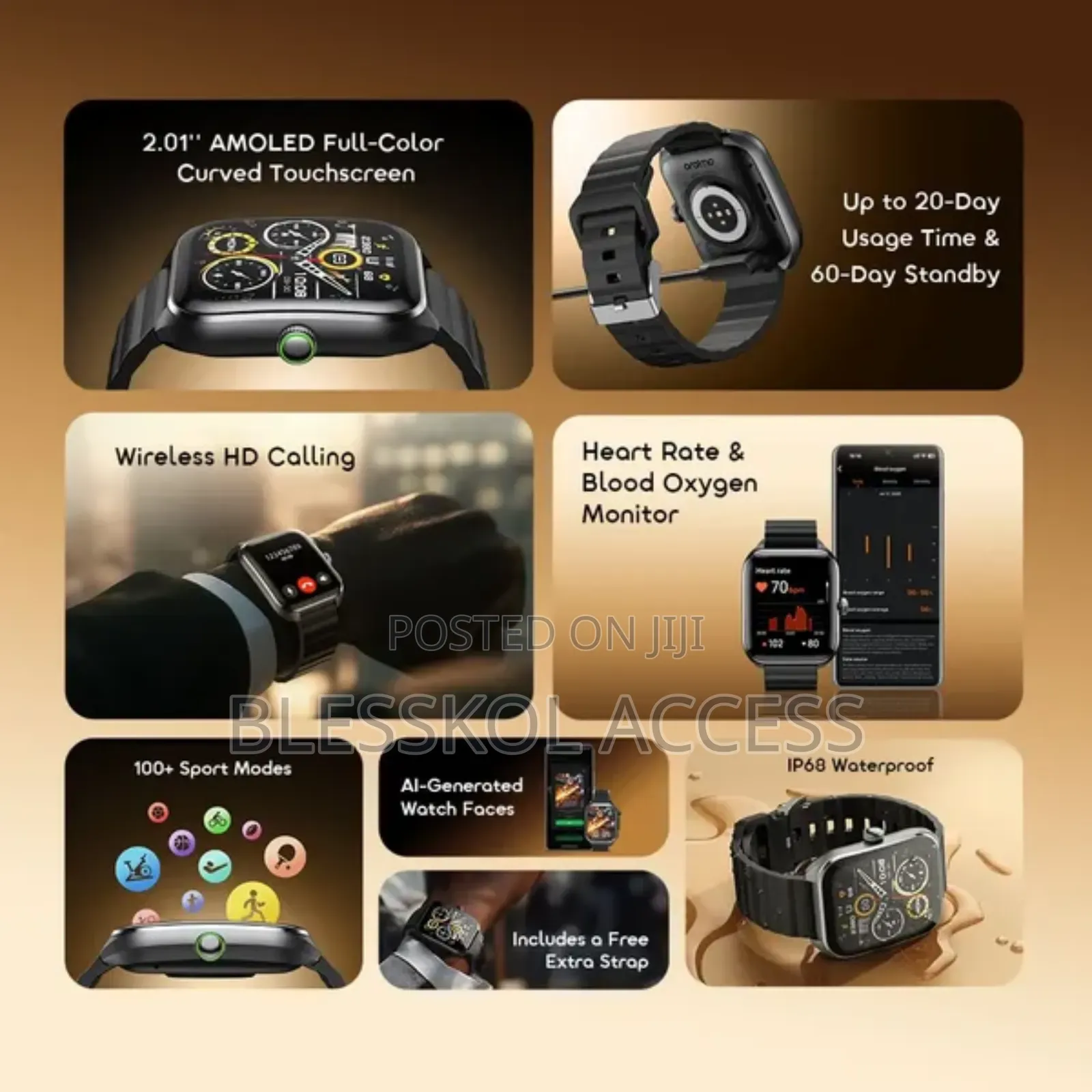 Oraimo Watch Nova 2 2.01" Amoled Ip68 Curved Touchscreen Smart Watch
