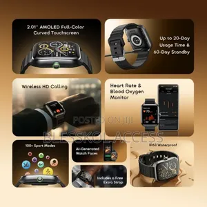 Oraimo Watch Nova 2 2.01" Amoled Ip68 Curved Touchscreen Smart Watch