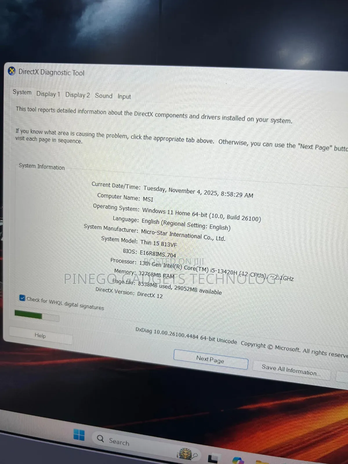 Laptop MSI GF75 Thin 32GB Intel Core I5 SSD 512GB