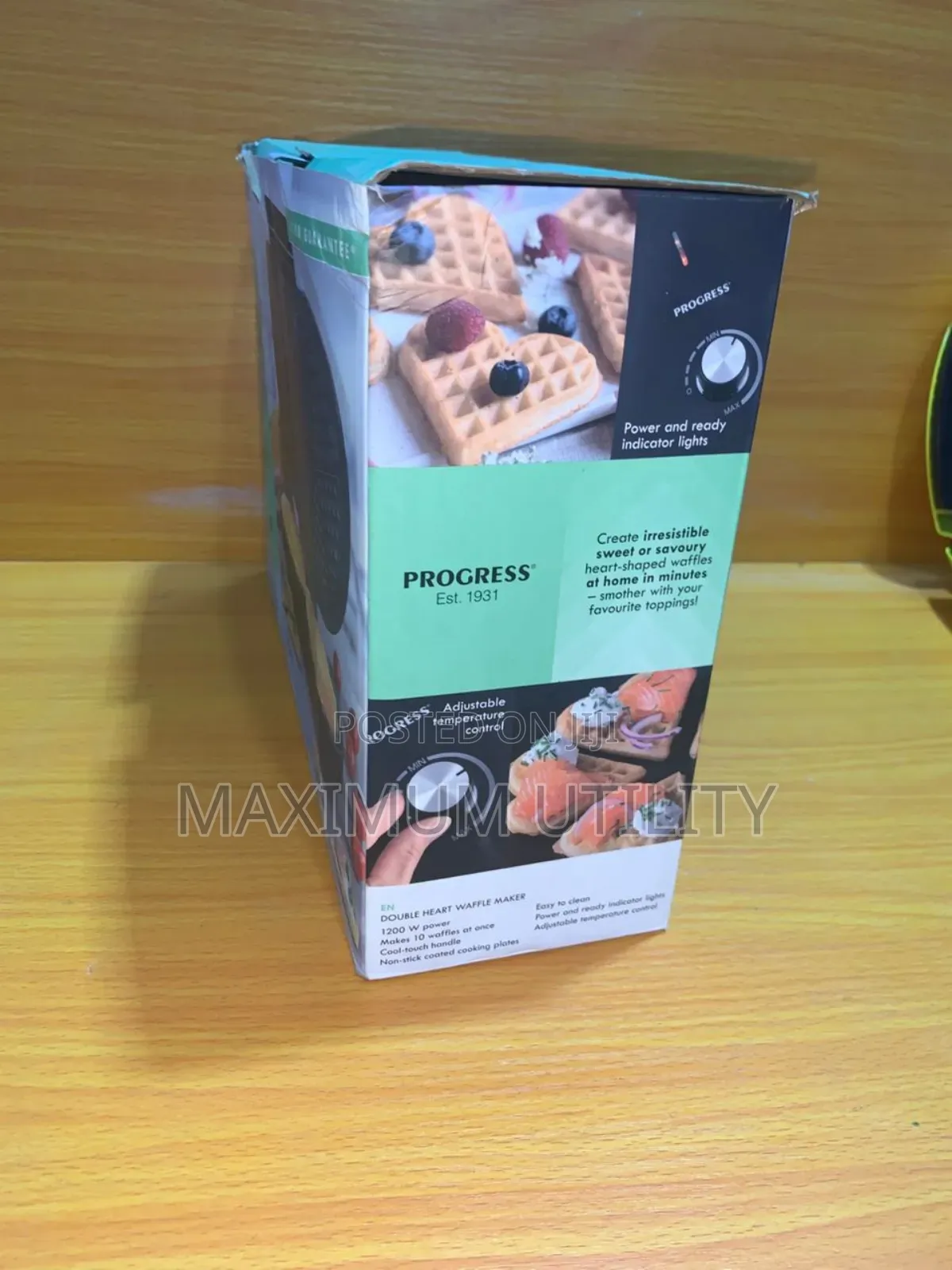 Progress Double Heart Non Stick Waffle Maker