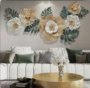 Green Golden Flower Metal Flower Wall Art Perfect for Living Room