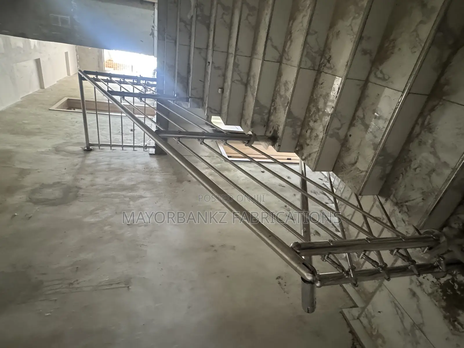 Silver Stainless Handrails With Horizontal Bracing