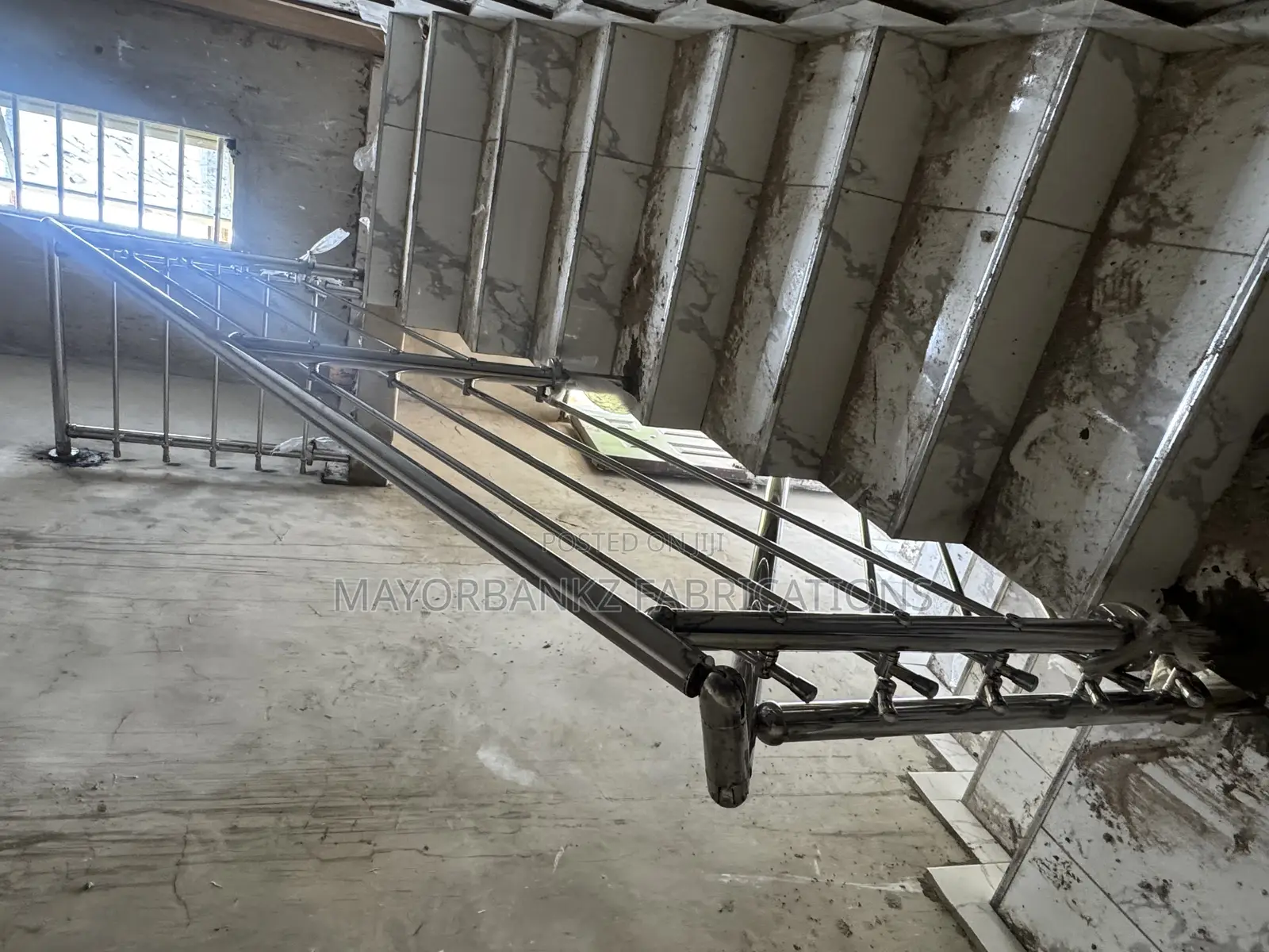 Silver Stainless Handrails With Horizontal Bracing