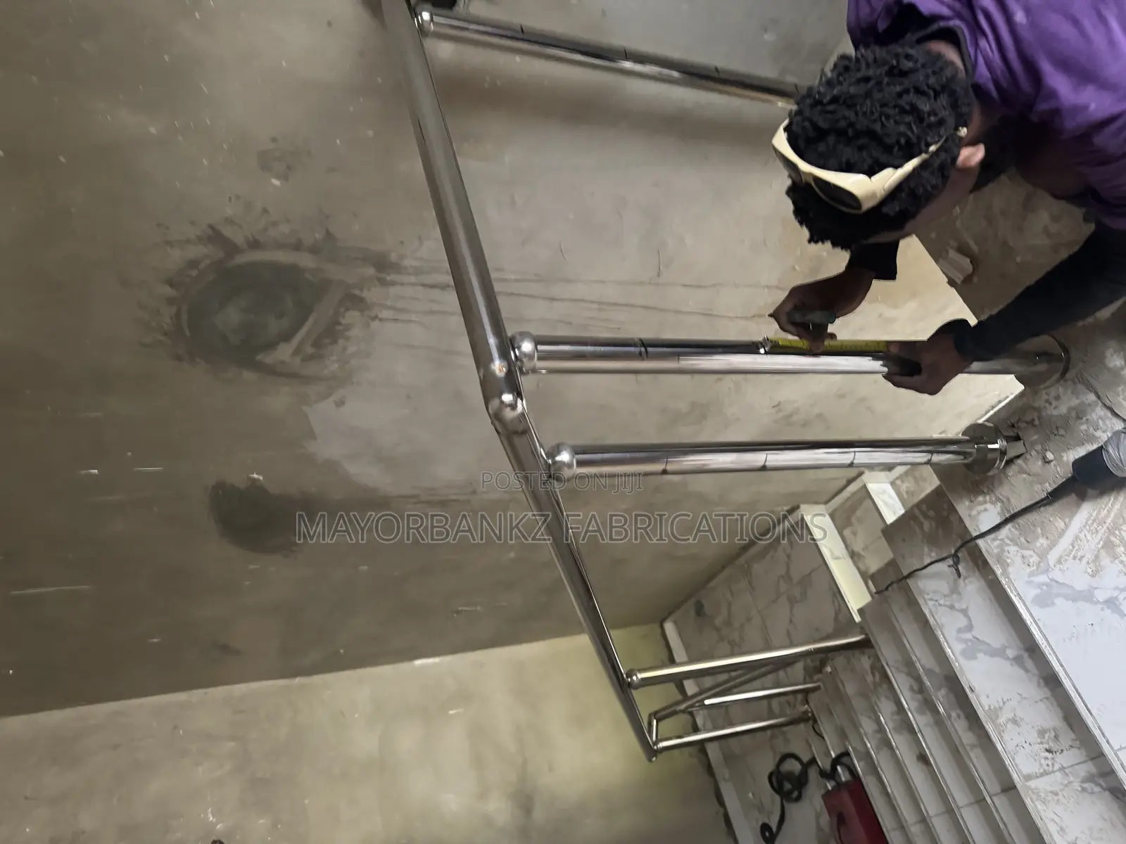 Silver Stainless Handrails With Horizontal Bracing