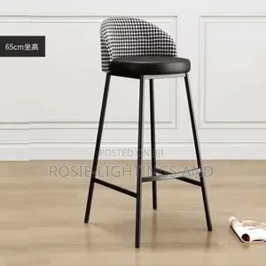 Leather Fabric Bar Stool - Metal Frame Support