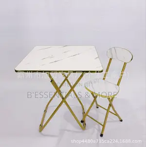White Foldable Table With Chair