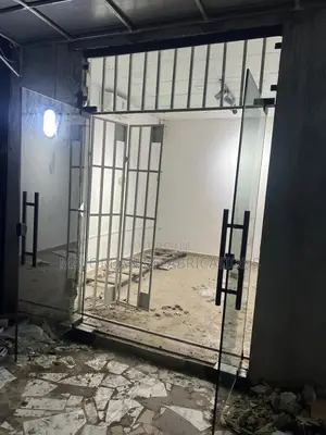 Frameless Swing Door With Black Accessories