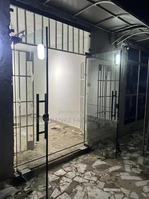 Frameless Swing Door With Black Accessories