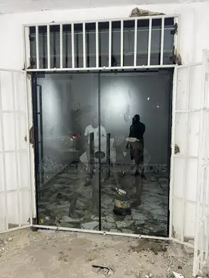 Frameless Swing Door With Black Accessories