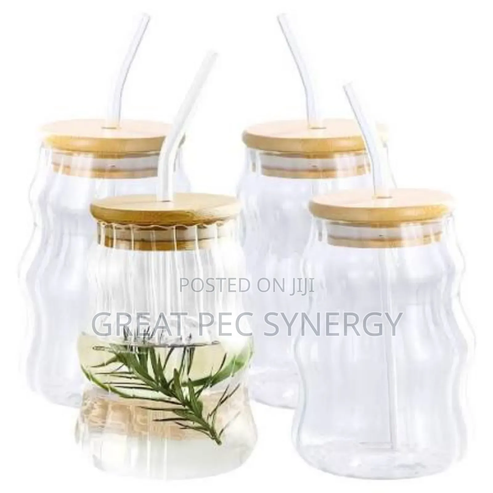 Glass Cup And Straw With Bamboo Cover