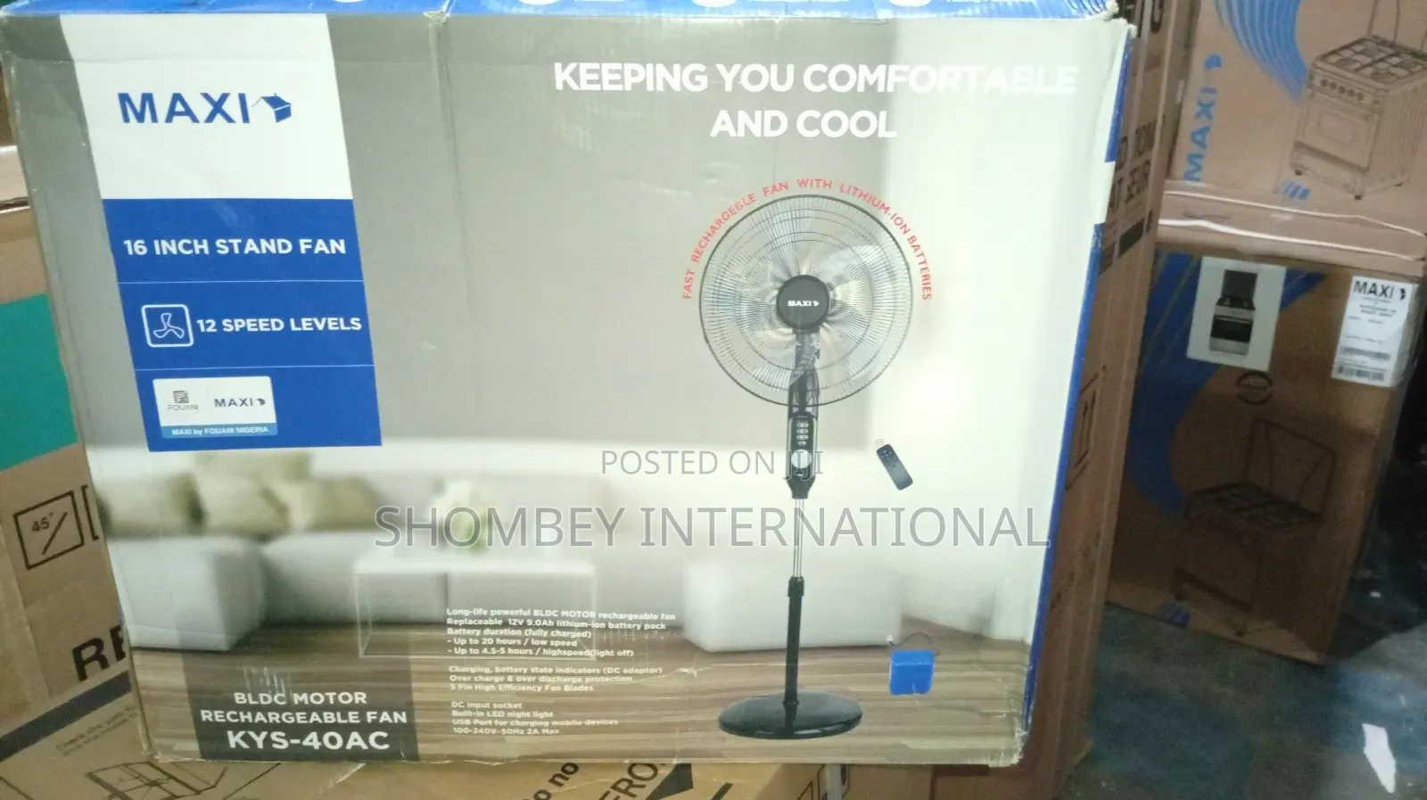 Maxi 16" Rechargeable Standing Fan