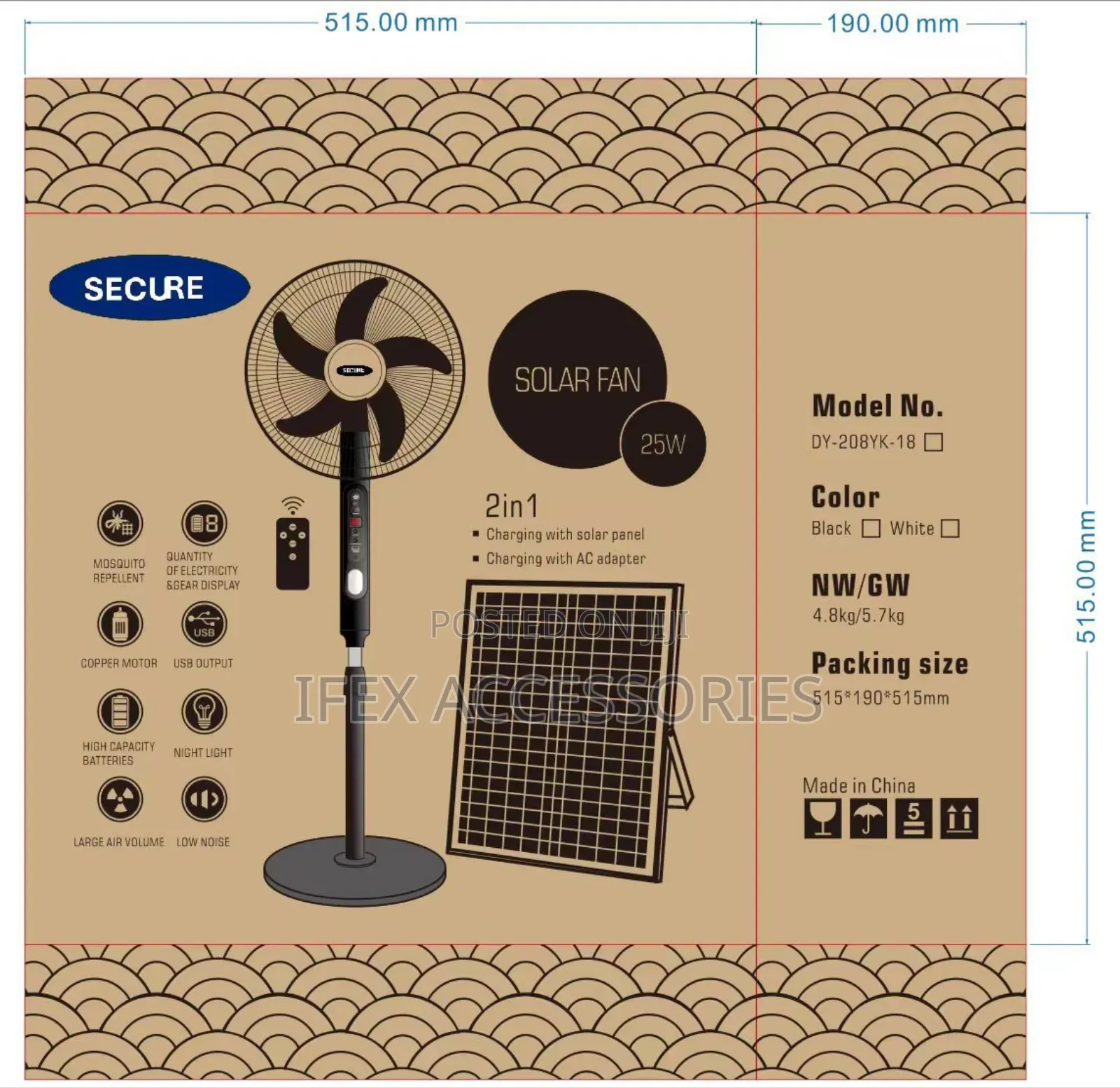 Rechargeable Fan With Solar Panel
