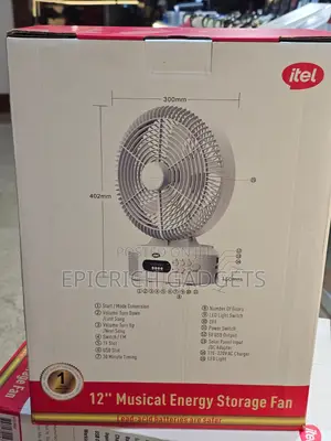 Itel Lonter Rechargeable Solar Fan With Panel Bluetooth Speaker