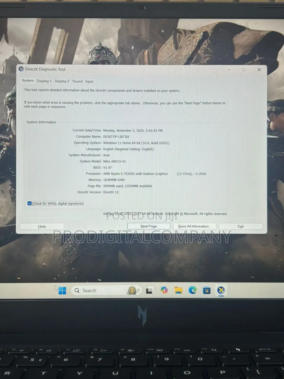 Laptop Acer Nitro 5 16GB AMD Ryzen 5 SSD 512GB