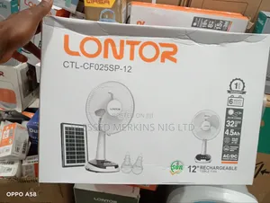Lontor Rechargeable Table Fan 12" With Solar Panel