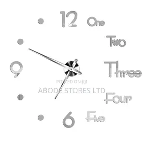 100c Large Diy 3d Letter/Number Decorative Wall Clock - Silver