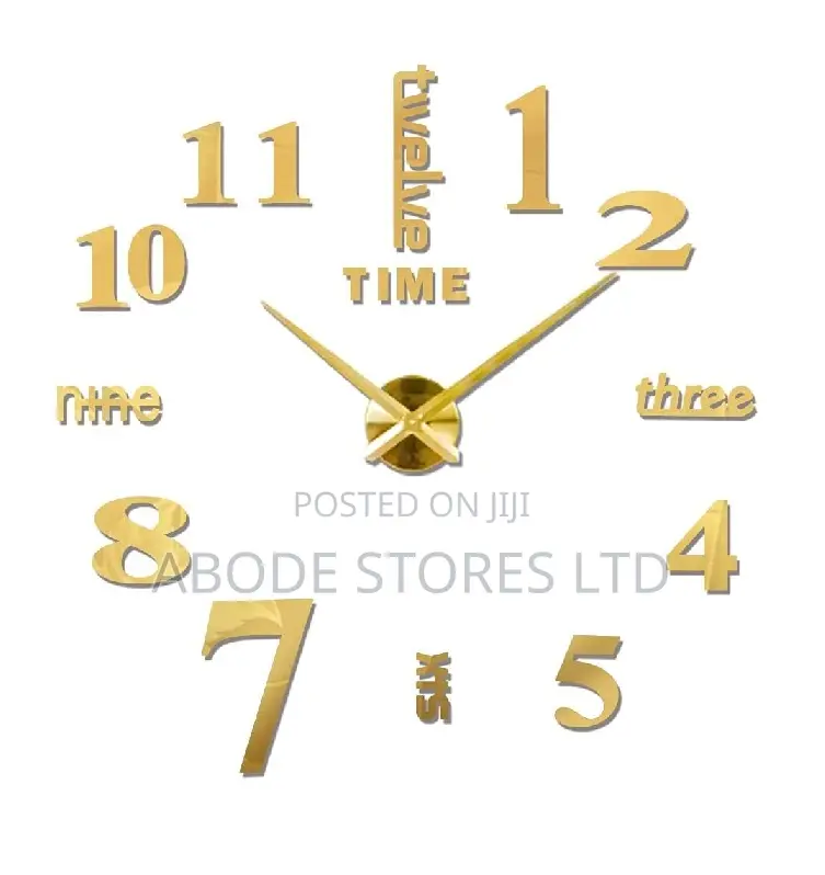 100cm Large Diy 3d Number/Letter Decorative Wall Clock - Gold