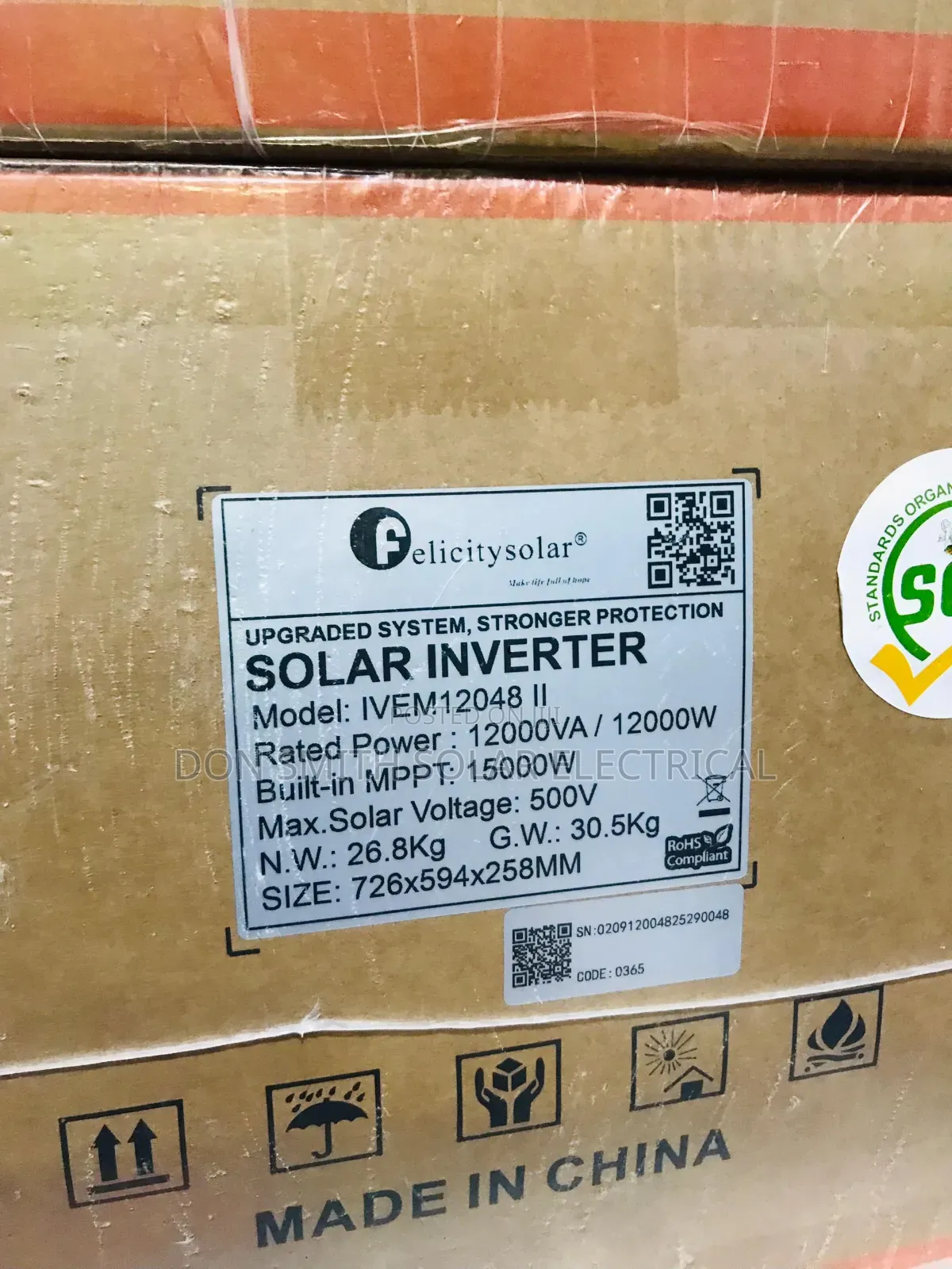 12kva 48v Felicity Hybrid Inverter for sale - Don Smith Solar ...