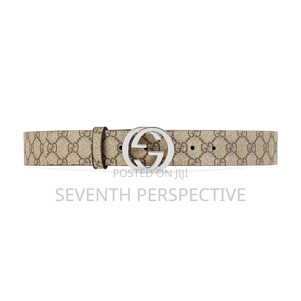 Gucci Gg Interlocking Canvas Belt Silver Buckle