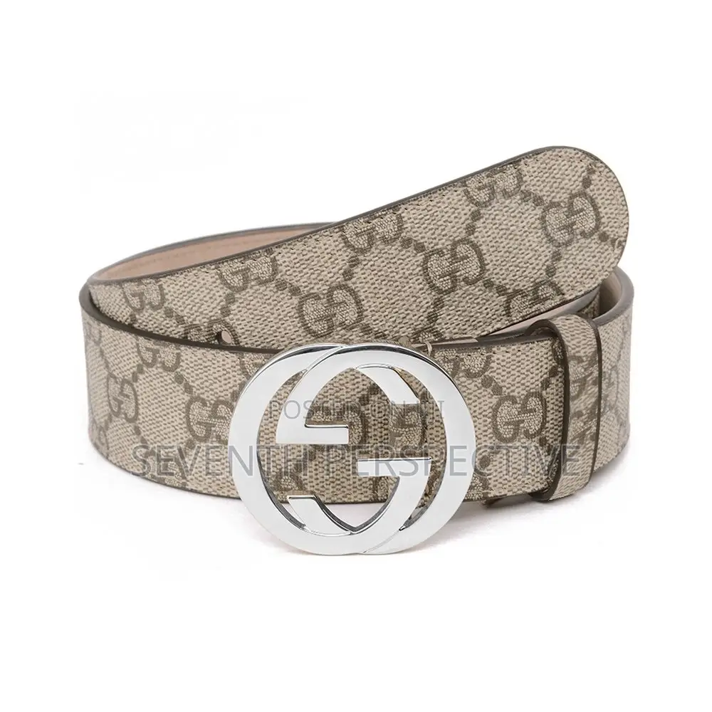 Gucci Gg Interlocking Canvas Belt Silver Buckle