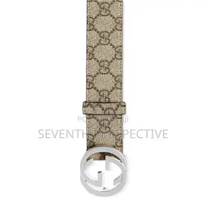 Gucci Gg Interlocking Canvas Belt Silver Buckle
