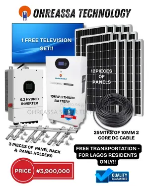 15kw Lithium Battery With 6.2kva Inverter ,12pis Panel ,25mtrs Dc Wire