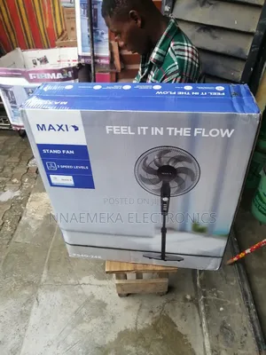 Maxi Standing Fan 16'' , Black ,Timer,3speed Settings,50w
