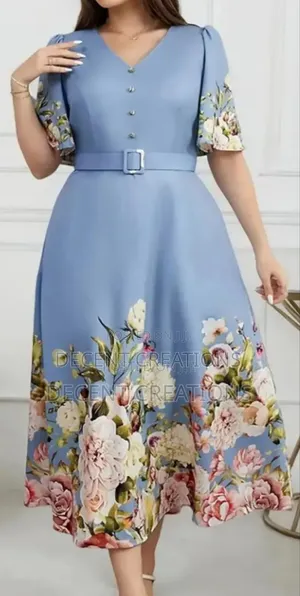 Mid - Year Promo: Light Blue Floral Gown. Size 1xl.
