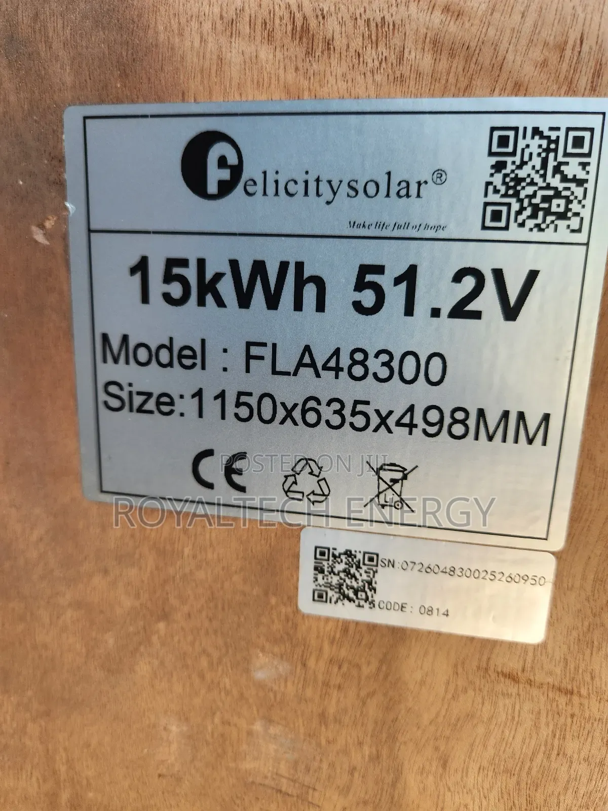 Felicity 15kwh Flat 51.2v Lithium Lon Battery