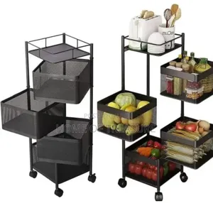 Multi-Tier Rotating Kitchen Storage Rack or Trolley