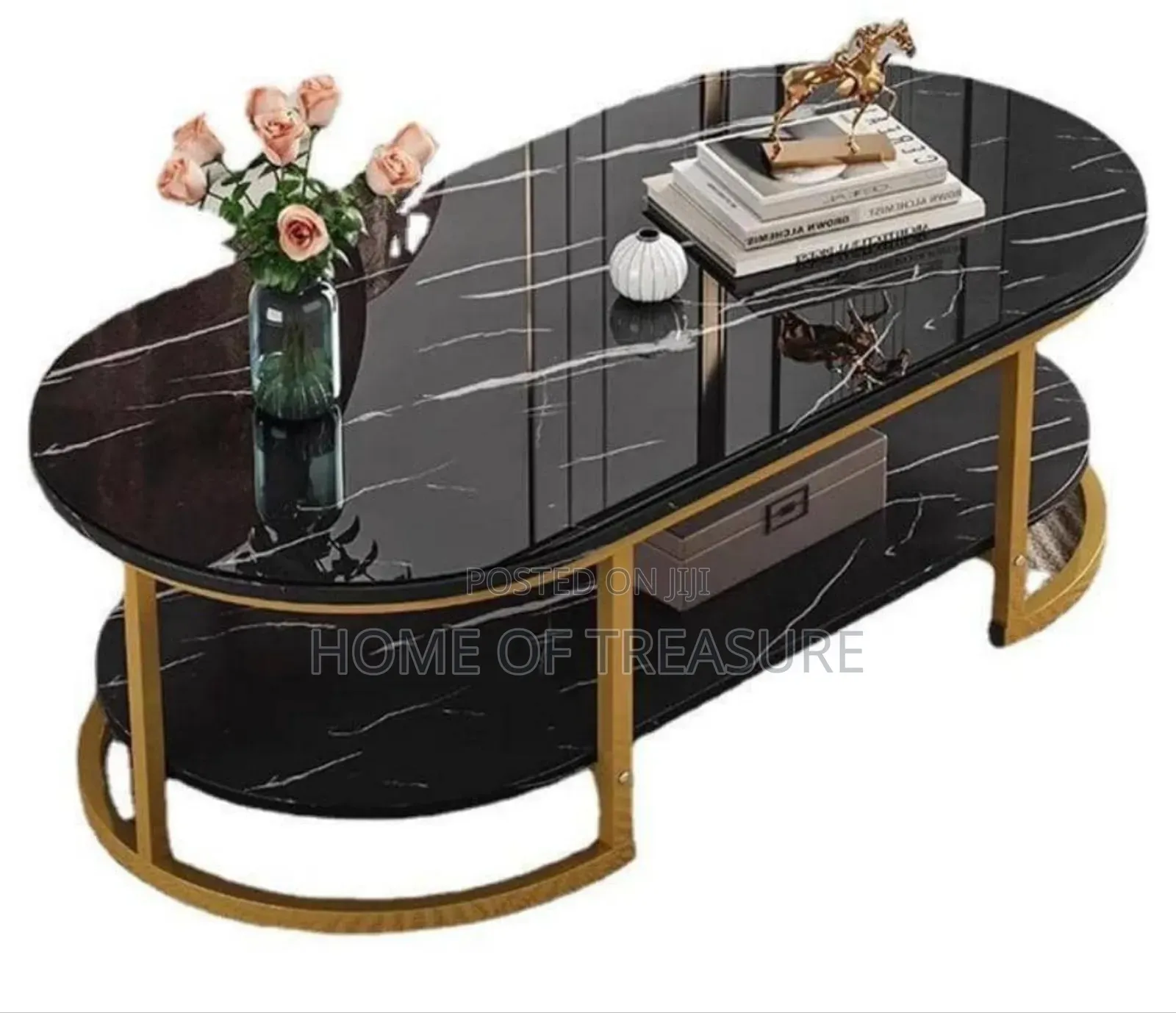 Modern Two-Tiered Oval Coffee Table