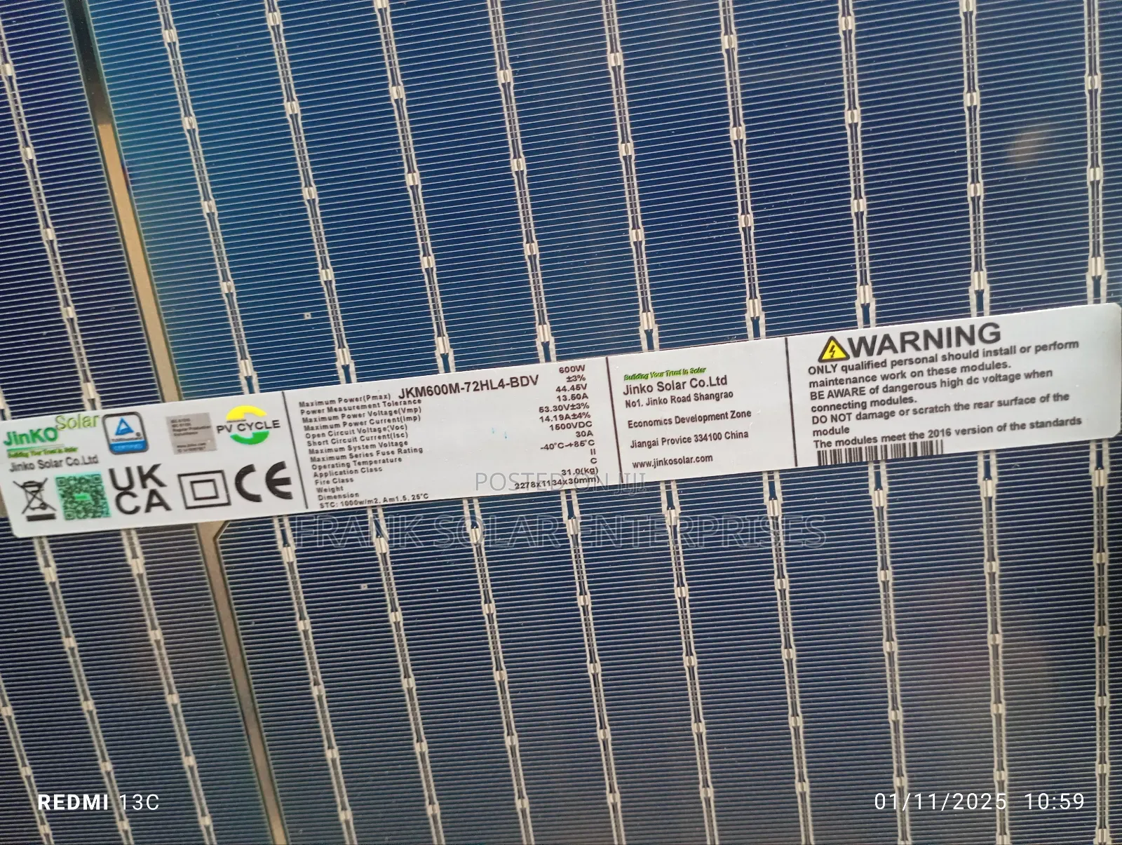 Jinko Solar Panel 600watts Solar
