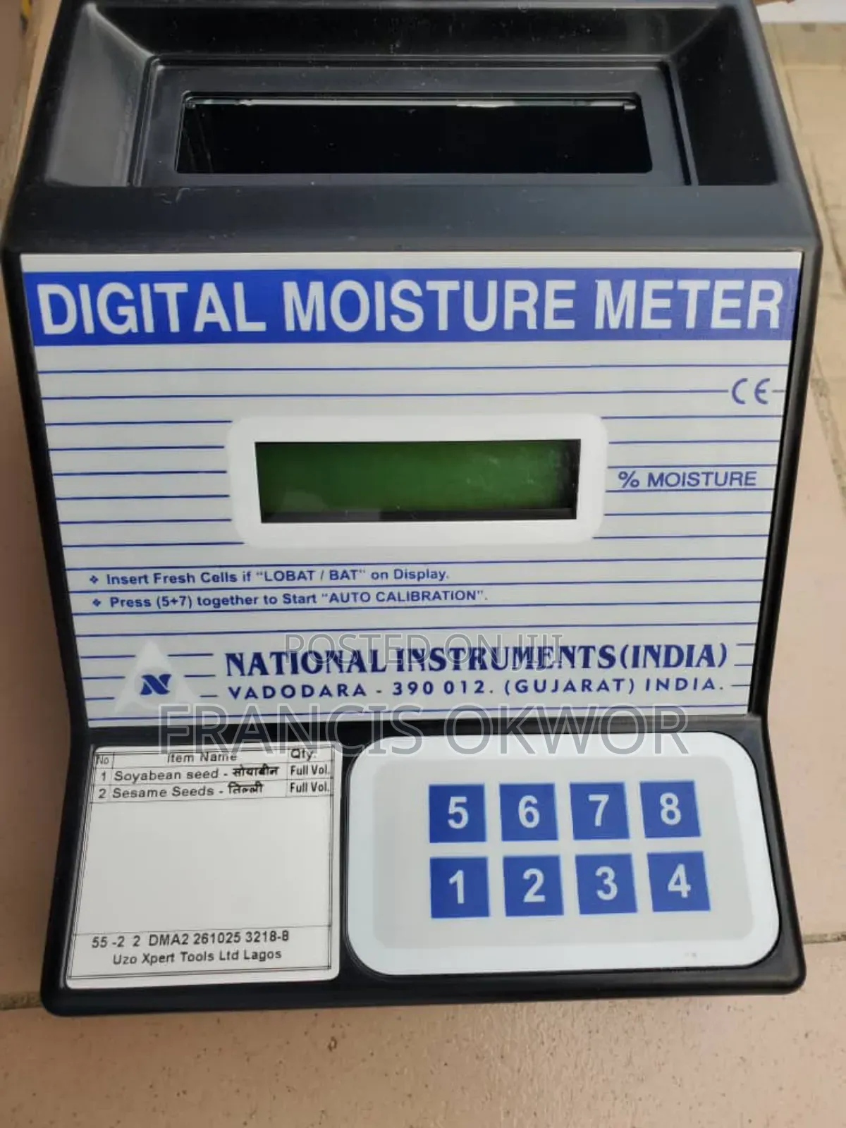 Moisture Meter for Soyabean and Sesame Seed. 2 in 1
