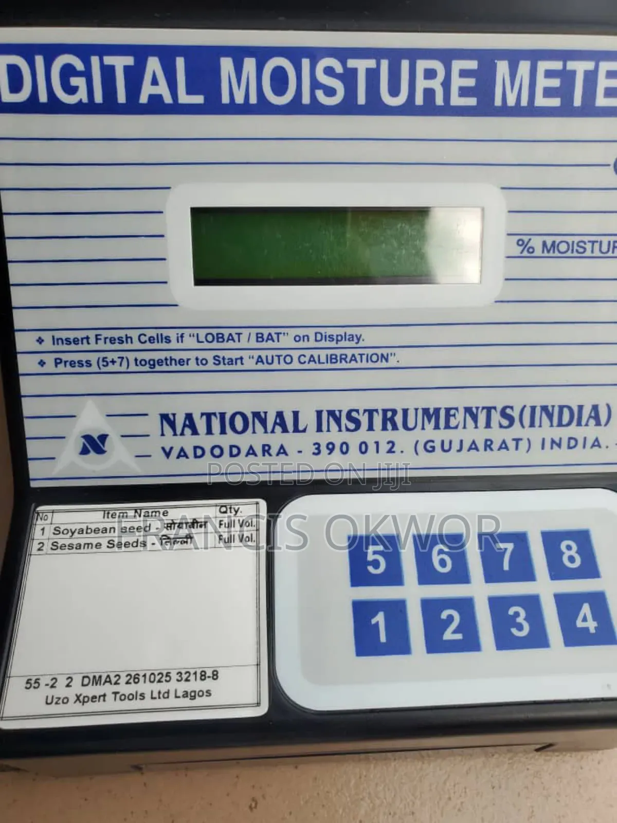 Moisture Meter for Soyabean and Sesame Seed. 2 in 1