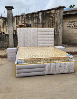 Luxury 6by6 Padded Bed Frame With Drawers Without Mattress