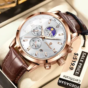 Poedagar Chronograph Men's Leather Watch