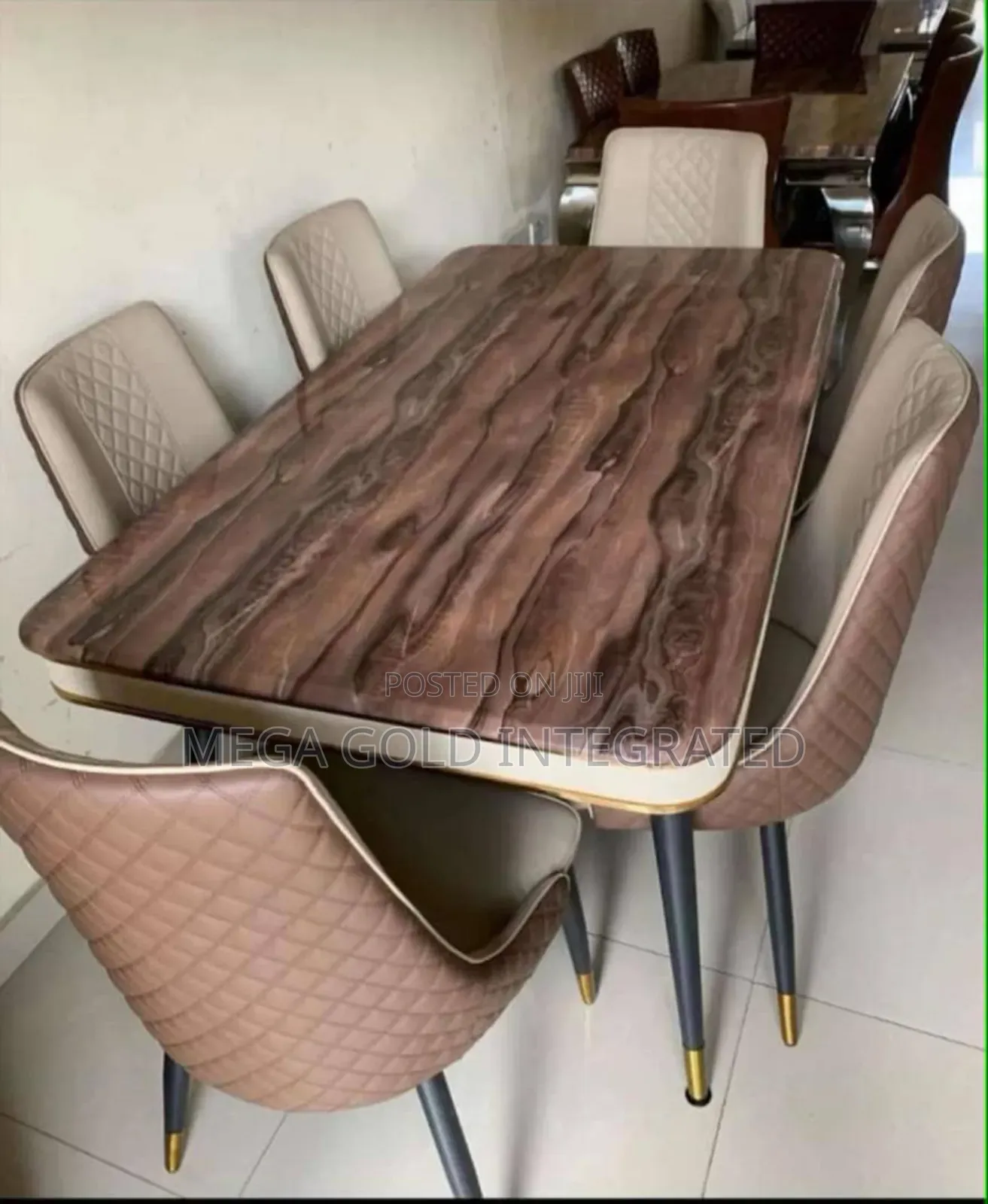 Marble Center Table and 6 Chairs