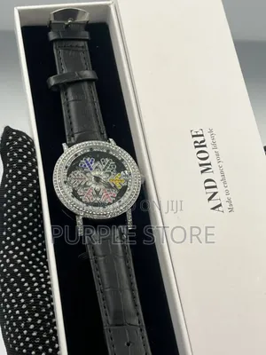 Ladies Spining Iced Dial Quality Leather Watch