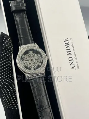 Ladies Spining Iced Dial Quality Leather Watch
