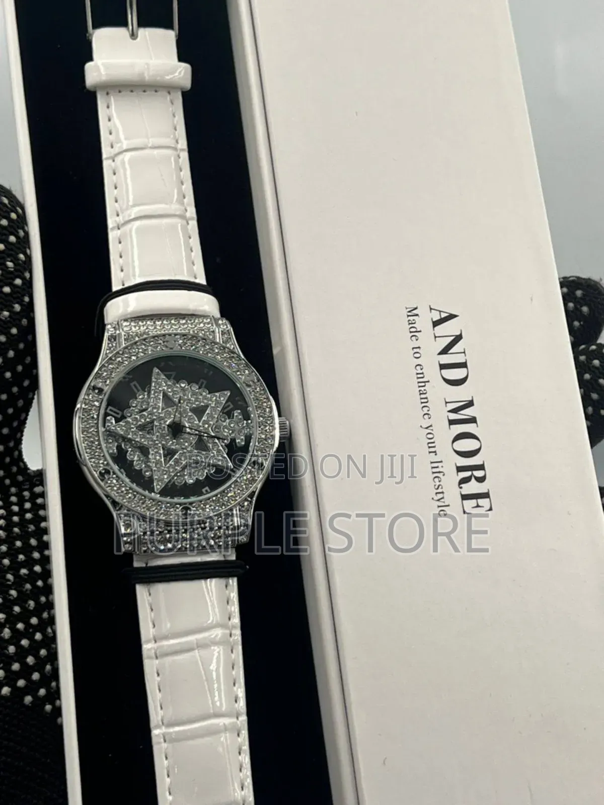 Ladies Spining Iced Dial Quality Leather Watch