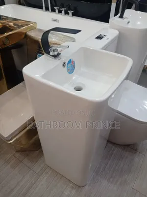 White Square Shape Freestand Wash Hand Basin