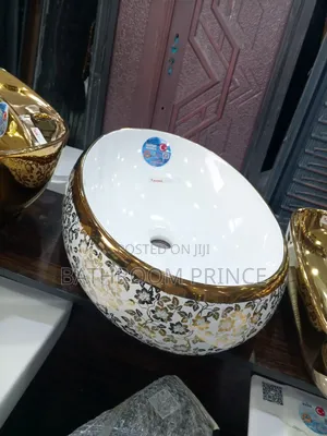 White and Gold Countertop Basin